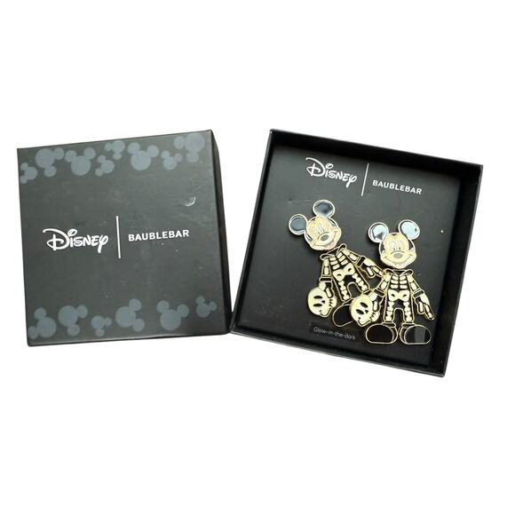 Mickey Mouse Disney X Baublebar Halloween Skeleton Glow in the Dark Earrings - Picture 1 of 2